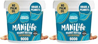 ManiLife Original Roast Crunchy Peanut Butter, 900g Tub - Small Batch Vegan Peanut Butter Made from Single Origin Grade-A Argentine Peanuts - No Palm Oil, No Added Sugar, No GMOs (Pack of 2)