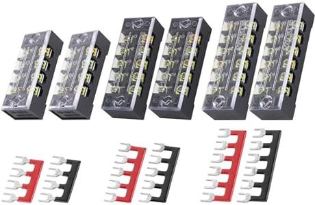 BlueStars 6 Packs 4/5/6 Positions Terminal Strip Blocks 600V 15A with Cover and 6 Packs 400V 15A Pre-Insulated Terminals Barrier Strip Used for Home Electrical Project
