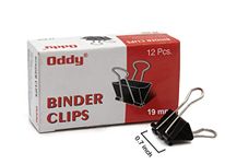 ODDY 19 mm Nickel Plated-Rust Resistant Black Binder Clip, Re-usable, Long Life Paper Clips (Pack of 12 pcs)