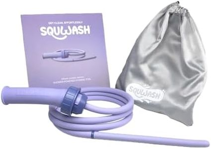 Squwash® Portable Shower Douche, Patented Slip-On Connector with Silicone Tip & Hose – Shower-Powered Hygiene Tool with Travel Bag