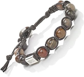 Bracciale Tibetano Buddista Shamballa Tamashi Unisex Uomo Donna realizzato con Pietre Naturali 8 mm, Filo Cerato Nero, Artigianale Fatto a Mano regolabile 3 Misure.