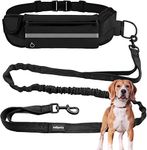 Edipets, Dog Running Lead, Waist Belt, Hands Free, Anti-strain, Reflective, Walking, Training, with your Dogs, 160-220 cm (Black)