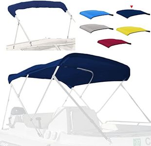 zenicham 3 Bow Fade and Crack Resistant Bimini Top Replacement Cover，600D Marine Grade Polyester Waterproof Sun Shade Boat Canopy，Easy Install Zipper Sleeves Boat Awning,Navy 6'L 54"-60" W