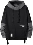 GURUNVANI Contrast Color Pullover Hoodie Mens Patchwork Hoodies Men