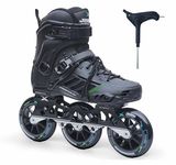 Jaspo Vitesse-110 Inline Shoe Skates 3 Wheels Inline 110mm Roller Skates Blades for Adult Women Men (Extra Large, Black)