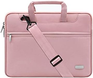 MOSISO Laptop Shoulder Bag Compatible with MacBook Pro 16 inch 2023-2019 M2 A2780 M1 A2485 Pro/Max A2141/Pro 15 A1398,15-15.6 inch Notebook, Polyester Sleeve with Back Trolley Belt, Pink