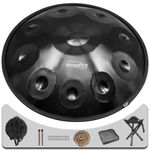 Handpan Drum, 22-Inch D Minor 10-Note 440Hz Adult Steel Hand Drums(Black)