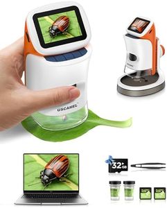 Microscope pour Enfants avec Pied: Microscopes Numériques Main 100-1000x: Écran LCD 4K 2,0 Pouces USB Portable Microscope de Poche, avec Kits Scientifiques, 15 Diapositives, Carte Mémoire 32G