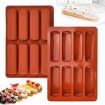 Mold Berry Multicolor 8 Cavity Long Strips Eclair Silicone Mould Slim Bar Chocolate Mould for Chocolate Cracker Bar Stick, Finger Biscuit, Hot Dog Bun Rolls Cake (Multicolor - Pk1)