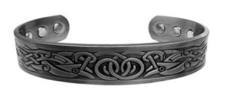 Magnetic Pewter Bracelet - Traditional Celtic Design with 6 Magnets for Men or Women by Chain-Relief®