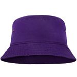 Men Women Unisex Cotton Bucket Hat (Small/Medium, Purple)