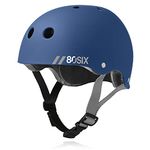 80Six Dual Certified Kids Skate Helmet for Boys/Girls Ages 5 to 14+ Triple Comfort & Protection - Perfect for Roller Skates, Bike, Scooter, BMX, Skateboard, Bike Helmet (Navy Matte, Age 8+)