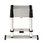 Telesteps 12ES Fully Automatic Telescoping Ladder, with Patented One-Touch Release, OSHA Compliant 8 ft, Wide Pro Step, Telescoping A-frame stepladder, with 2 extra safety leaning rungs, Up to 12 ft Reach may be possible