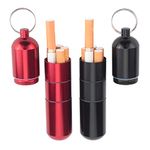 Sinton 2 Cigarette Cases Small Capacity Portable Keychain Cigarette Cases 304 Stainless Steel Titanium Aluminum Alloy Storage 4.92 x 0.1 x 0.1 0001 0, Black+red