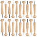 20 pcs Wood Wall Hooks Natural Wooden Coat Hooks Coat Wall Natural Mounted Peg Screw-On Shaker Solid Unfinished Racks for Hanging Hat Bags Clothes Hangers Coats Hats Towels