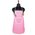 Kuber Industries Kitchen Apron | Apron for Chef | Cooking Apron for Men | Apron for Restaurant | Waterproof Apron | Front Pocket Cooking Cloth | Kitchen Dress for Women | Dot | Pink