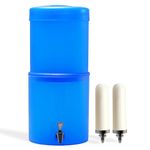 RAMA Gravity Lite Water Filter, 10-Litre Storage (20-Litre Total Capacity) Non-Electric Water Purifier - Chemical-Free Plastic Water Filter for Home with 2 Spirit 7" Candles and Plastic Tap