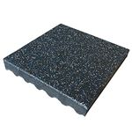 Rubber-Cal "Eco-Safety" Interlocking Playground Tiles - 3 x 19.5 x 19.5 Inch - 2 Pack - 5.2 Square Feet Coverage - Blue/White Speckled