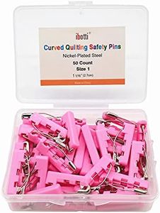 ibotti Curved Safety Pins for Quilting, Basting Pins with Grip Covers, Size 1, 50-Count, Pink