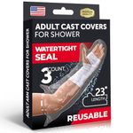 100% Waterproof Cast Cover Arm - [Tight Seal] - Easy to Use - 3pk - Reusable Half Arm Adult Сast Сover for Shower Arm, Hand & Elbow - Waterproof Arm Cover for Shower