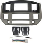 Custom Install Parts Khaki and Black Aftermarket Double Din Stereo Radio Dash Kit Install Bezel + Wiring Harness/Antenna Adapter Compatible with Dodge Ram 2006 2007 2008 2009