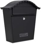 ACL Wall Mounted Post Box, Lockable Mailbox with 2 Keys, Weatherproof Galvanized Steel Letterbox, Easy to Install, 36x13x37cm (Black)