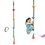 BUBBLEBAY 6.56ft Climbing Rope Swing with Treads Climbing Rope Plate Swing Hanging Swing Ninja Rope Accessories… Colorful