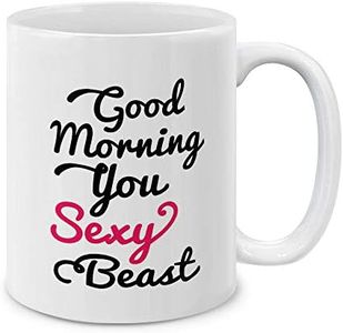 Mugbrew Tasse à café en céramique pour Couple de Saint-Valentin Best Boyfriend Ever 274 ML Good Morning You Sexy Beast