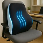 Sleepsia Back Support for Office Chair 1 Year Warranty Lumbar Support for Office Chair, Car Seat Back Support, Memory Foam Pillow (Memory Foam, Black/Grey)