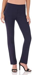 Rekucci Women's Ease Into Comfort Straight Leg Pant with Tummy Control (6, Navy)