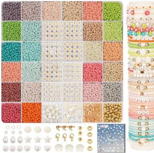 3mm Glass Seed Beads for Bracelets Making Friendship Bracelet Making Kit for Girls 24 Colors Bead Bracelet Kit Beads for Jewelry Making Kit DIY Arts Crafts Gifts Ages 6-12