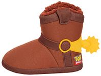 Disney Woody Slipper Boots Toy Story Boys Slippers Cowboy Booties with Spur Warm Fleece House Shoes 11 UK Child Multi