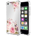 Yerebel Case for iPod Touch 7 / iPod Touch 6 / iPod Touch 5 Cute Case, Clear Flexible Bumper TPU Soft Rubber Silicone Cover Phone Case for Apple iPod Touch 5/6 / 7th (roseflower)