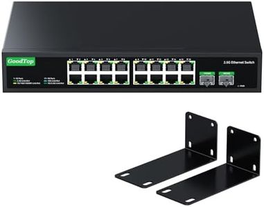 GoodTop 18-Port 2.5GB Switch Unmanaged, Ethernet Switch 2.5 Gigabit, 16 x 2.5G Base-T Ports, 2 x 10G SFP+, Multi-Gigabit 10/100/1000/2500Mbps, Network Switch for Home Office, Plug&Play