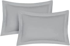 Pillow Shams 2 Pack Oxford Pillowcases, 100% Poly-Cotton Ultra Soft Premium Quality Bedroom Pillow Case Cover - Decorative Standard Pillow Covers 50x75cm (Silver)