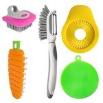 Openfly Flexible Vegetable Brush Fruit and Vegetable Brushes, Vegetable/Fruit Peeler with Brush Bendable Fruit Brush Scrubber for Food Veggies Carrot Potato Corn, 5 Pcs