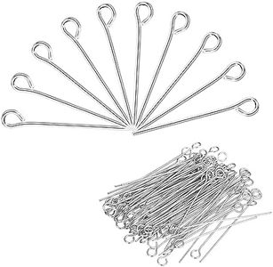 MECCANIXITY 500Pcs Eye Pins Jewelry Findings Eye Pins 20mm Iron Eye Pins for Jewelry Making DIY Craft Necklaces Bracelets Earrings 21 Gauge Head Pins Silver