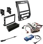 American International Single or Double DIN Radio Complete Dash Kit, 2009-2014 Ford F-150 with Antenna Adapter, Harness Compatible for All Trim Levels (Black with Sterring Wheel Controls)