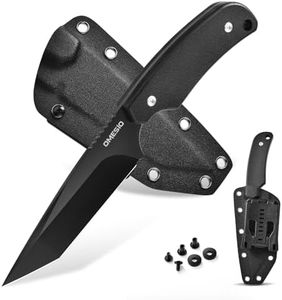 Omesio Tanto Fixed Blade Knife with Sheath, 4.72'' Sharp Full Tang Tactical Survival Knife, D2 Steel Ergonomic G10 Handle Camping Outdoor Knife with Kydex Sheath