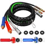 Autsurles 12ft 3 in 1 Trailer Air Line Hose Wrap Assembly with Handle Grip 7 Way Electrical Cable ABS & Power Air Line for Semi Truck Trailer Tractor
