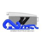 Mishimoto MMTMIC-WRX-01SLBL Performance Top-Mount Intercooler Kit Compatible With Subaru WRX/STI, Silver Cooler Blue Hose 2002-2007