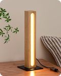 EDISHINE LED Table Lamp, Dimmable Bedside Lamp, 3 Colors Temperature, Touch Lamp for Living Room Bedroom Office, Natural Wood Frame