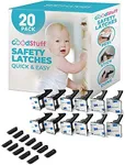 Baby Proofing Cabinet Locks for Babies [20 Pack] Secure Screw On Baby Safety Child Locks for Cabinets - 2 Inch Square Base (Please Check Cabinets and Drawers for Space to Install)