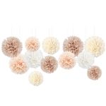 NICROHOME Wedding Decorations, 12 PCS Champagne Tissue Paper Pom Poms, Creamy White Paper Flowers for Engagement Receptions, Bachelorette, Birthday, Boho Bridal Showers Party Supplies