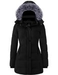 Wantdo Women's Winter Quilted Puffer Jackets Bubble Coats Long Parka Black L