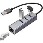 Fotgear USB to Ethernet Adapter HUB, 4 in 1 Ethernet Adapter with 1 * 1Gbps RJ45 Ethernet LAN Network Adapter+3 * 5Gbps USB 3.0, Compatible with Windows/Mac OS/Android/Chrome OS/Linux