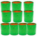 4K Agro Terrace Gardening Grow Bag (9X9 Inches, Green and Orange), Ideal for Small Spaces, Balcony, and Urban Gardens Herbs, and Flowers Easy to Maintain (Pack of 10)