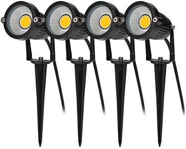 BLOOMWIN 4PCS Foco Proyector Exterior Foco COB LED con Estaca Lámpara Luz Blanco Cálido IP65 220V 5W Impermeable LED Bombilla Exteriores para Jardín Aire Libre Césped Patio Decoración