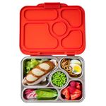 Yumbox Presto Stainless Steel Bento Box | 5 Compartment Leakproof Lunch Box For Kids & Adults, Lightweight & Compact | Premium Durable Materials | BPA-Free, Food-Safe | 900ML - Tango Orange