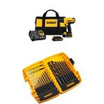 DEWALT 20V MAX Lithium-Ion Compact Drill/Driver Kit (DCD771C2) and DEWALT 17-Piece Black-Oxide Split-Point Drill Bit Assortment (DW1167)